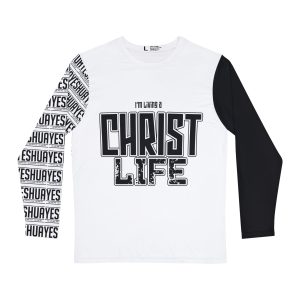 "I'm Living a CHRIST LIFE" Long-Sleeve Tee with Bold Typography
