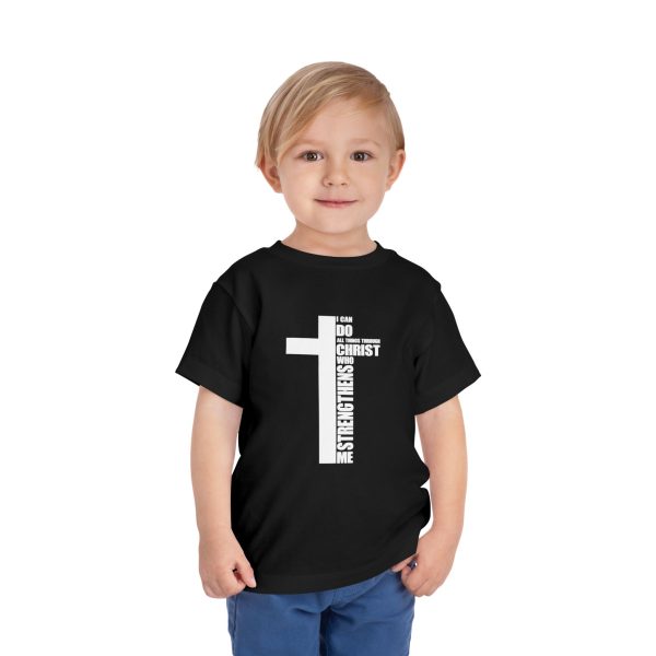 Little Believer's Strength Kids Faith Tee - I Can Do All Things Through Christ Cross Shirt - Image 7