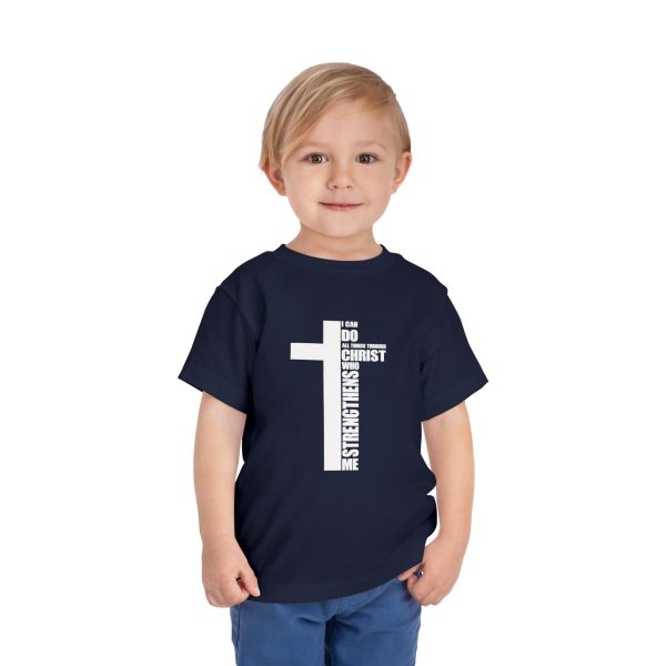 Little Believer's Strength Kids Faith Tee - I Can Do All Things Through Christ Cross Shirt - Image 51