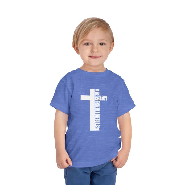 Little Believer's Strength Kids Faith Tee - I Can Do All Things Through Christ Cross Shirt - Image 39