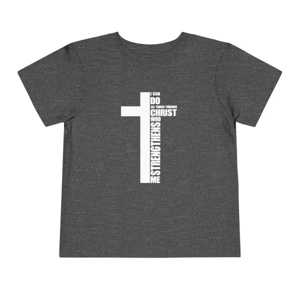 Little Believer's Strength Kids Faith Tee - I Can Do All Things Through Christ Cross Shirt - Image 53