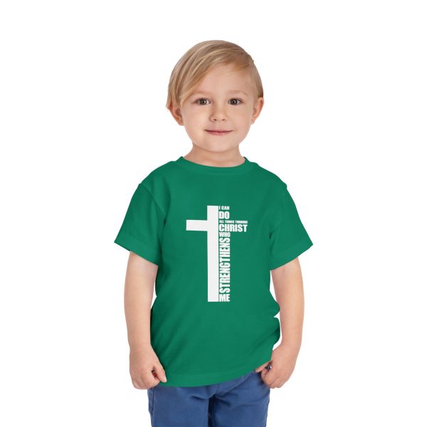 Little Believer's Strength Kids Faith Tee - I Can Do All Things Through Christ Cross Shirt - Image 31