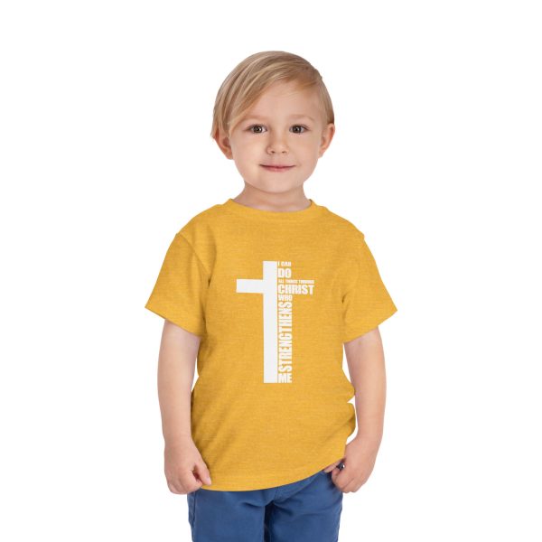 Little Believer's Strength Kids Faith Tee - I Can Do All Things Through Christ Cross Shirt - Image 27