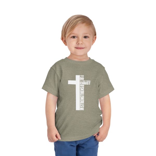 Little Believer's Strength Kids Faith Tee - I Can Do All Things Through Christ Cross Shirt - Image 19