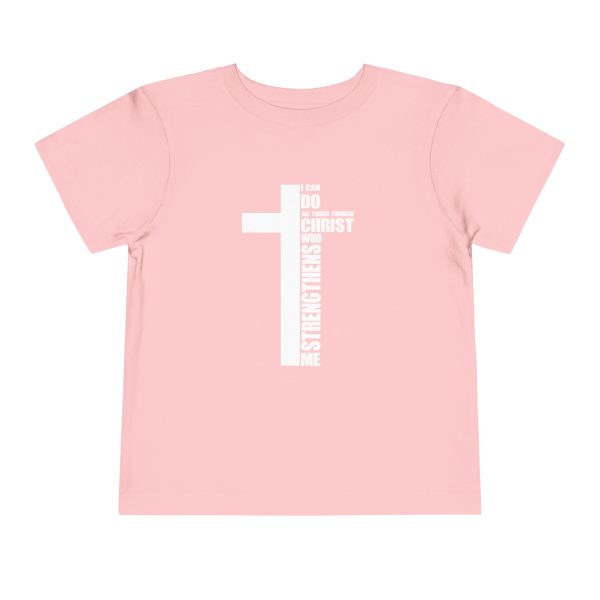 Little Believer's Strength Kids Faith Tee - I Can Do All Things Through Christ Cross Shirt - Image 57