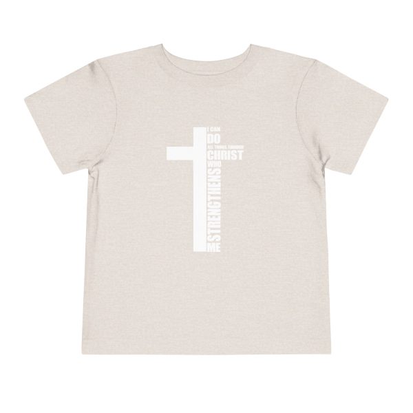 Little Believer's Strength Kids Faith Tee - I Can Do All Things Through Christ Cross Shirt - Image 13