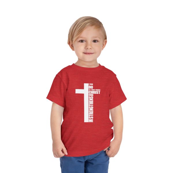 Little Believer's Strength Kids Faith Tee - I Can Do All Things Through Christ Cross Shirt - Image 63