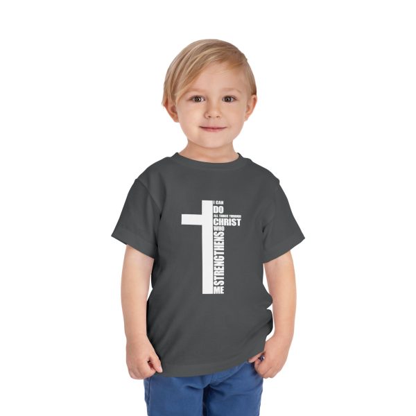 Little Believer's Strength Kids Faith Tee - I Can Do All Things Through Christ Cross Shirt - Image 47