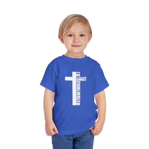 Little Believer's Strength Kids Faith Tee - I Can Do All Things Through Christ Cross Shirt - Image 43