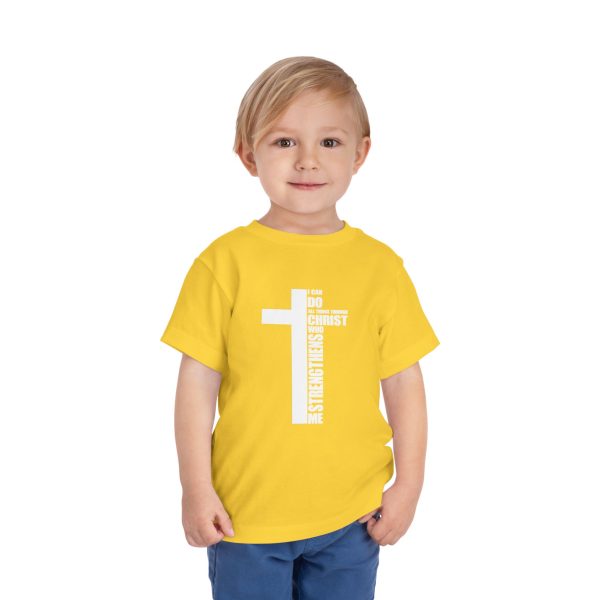 Little Believer's Strength Kids Faith Tee - I Can Do All Things Through Christ Cross Shirt - Image 23