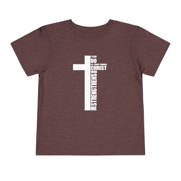 Little Believer's Strength Kids Faith Tee - I Can Do All Things Through Christ Cross Shirt - Image 65