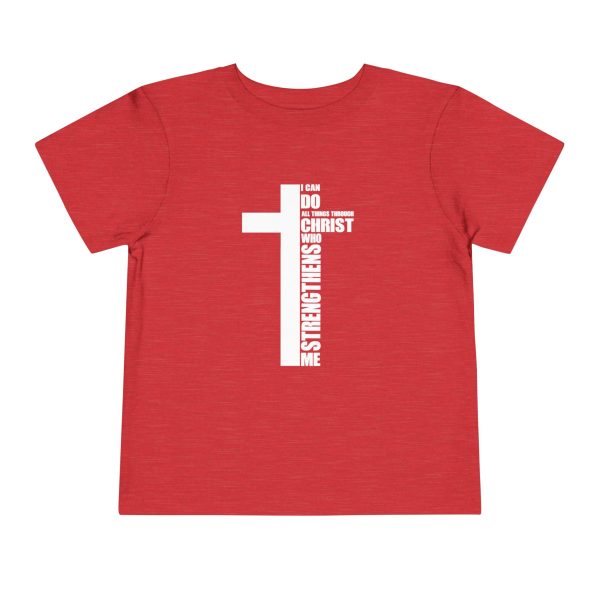 Little Believer's Strength Kids Faith Tee - I Can Do All Things Through Christ Cross Shirt - Image 61