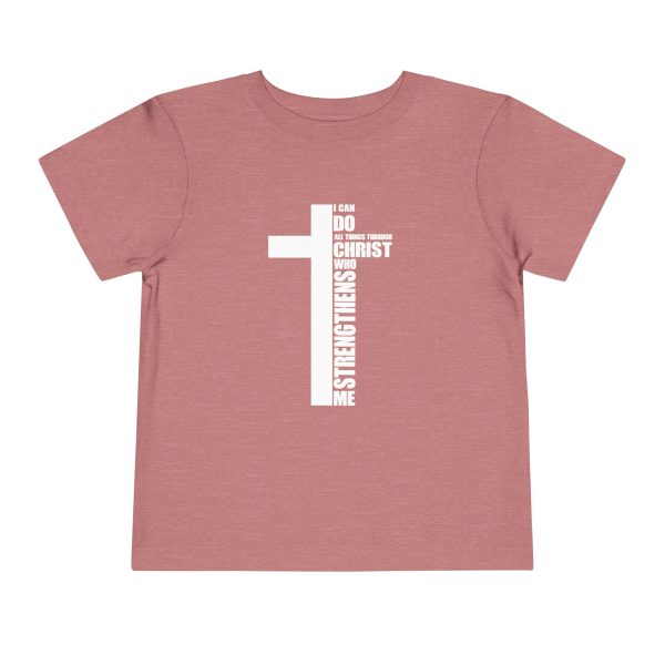 Little Believer's Strength Kids Faith Tee - I Can Do All Things Through Christ Cross Shirt