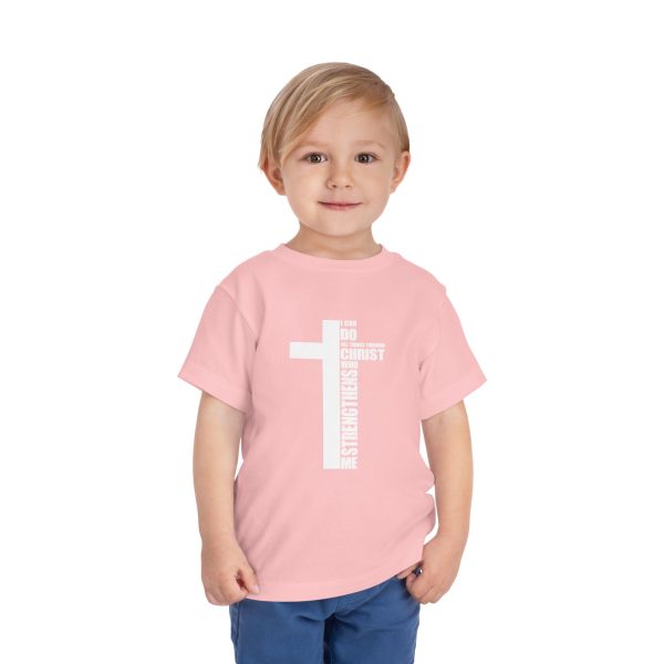 Little Believer's Strength Kids Faith Tee - I Can Do All Things Through Christ Cross Shirt - Image 59