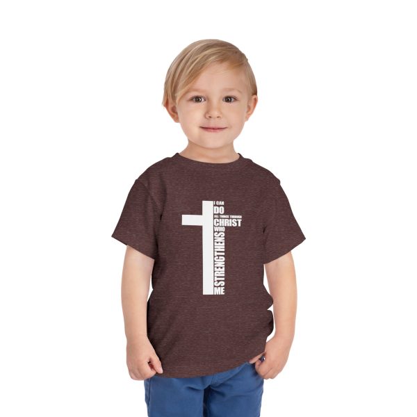 Little Believer's Strength Kids Faith Tee - I Can Do All Things Through Christ Cross Shirt - Image 67