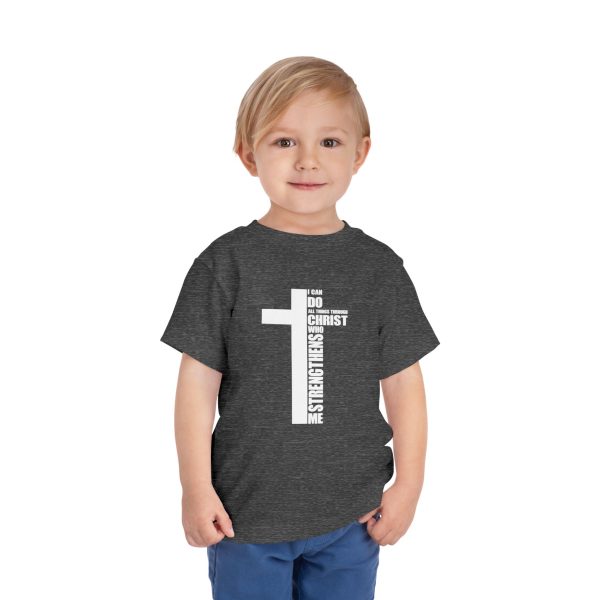 Little Believer's Strength Kids Faith Tee - I Can Do All Things Through Christ Cross Shirt - Image 55